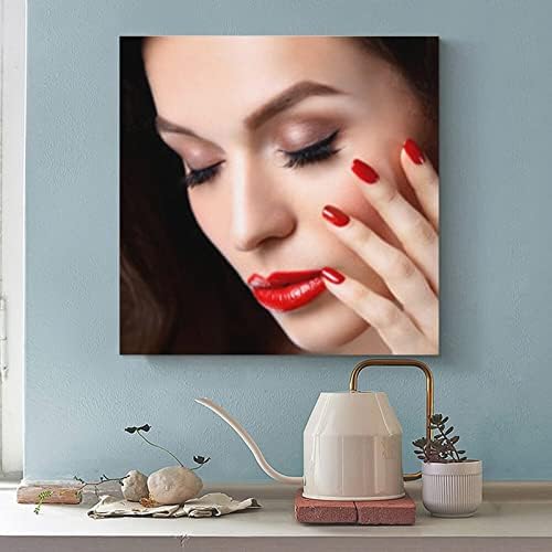 Kozmetički Salon Salon za nokte Red Lips ženski Poster šminka trepavica Poster platno Print slika zidni