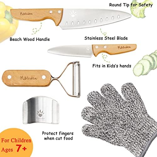 Kibidea Kids Chef Set noža od 5 komada, set noža za kuvanje za decu, dečiji noževi od nerđajućeg čelika