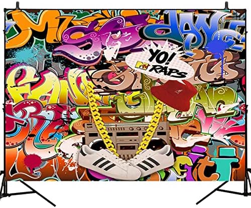 Mocsicka Hip Hop Graffiti Backdrop Retro 80-ih 90-ih tematske dekoracije za rođendanske zabave 7x5ft Vinyl