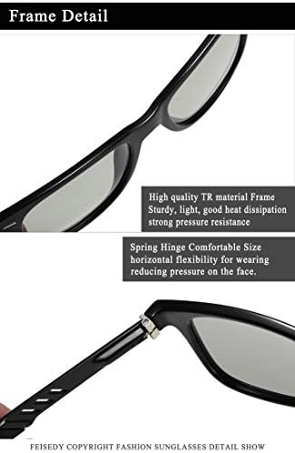 FEISEDY Vintage polarizirane Fotohromne naočare za sunce za muškarce i žene UV zaštita vanjske kvadratne