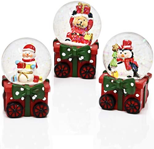 Poklon butik božićni vlak snježni globusni ukras 4 komada sjajnih kupola vodeni globusi Santa snjegović