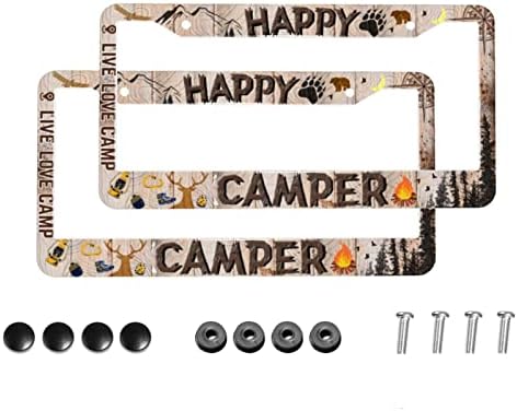 Gadzille Happy Camper Recromber Okvir za kamp licencni tablica pokriva 2 pakovna licencna ploča držač aluminija