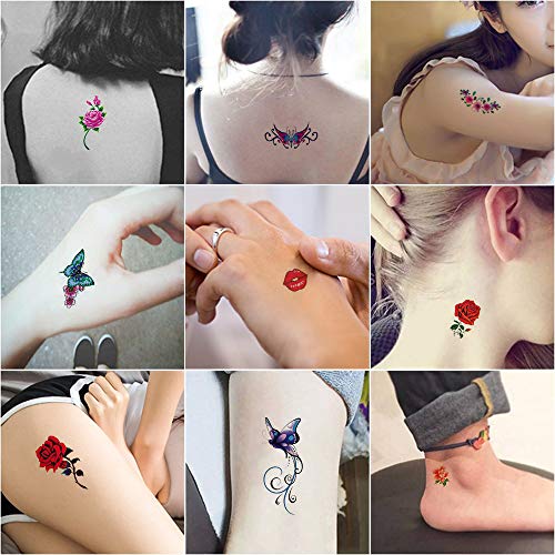 Privremene tetovaže za žene 30 listova lažne tetovaže naljepnice cvijeće leptir mali uzorak vodootporne