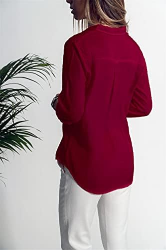 Andongnywell Ženske Košulje Sa Dugim Rukavima Na Dugmad Jednostavne Pulover Rastezljive Formalne Casual