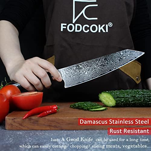 FODCOKI Damascus kuharski nož 8 inča-japanski Gyuto Damascus Čelični kuhinjski nož-oštar brijač za sečenje