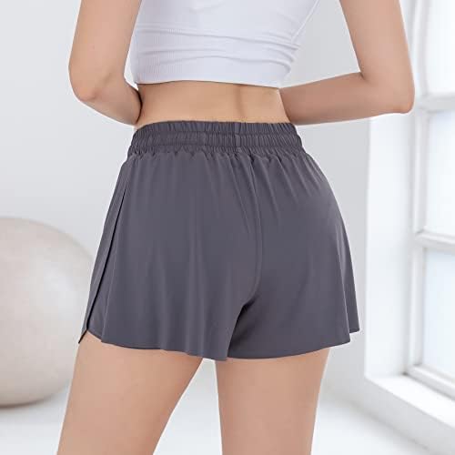 Juya 2 Pack 2 u 1 Tvrtke kratke hlače za žene visokog struka Atletika joga vježbati kratke hlače Ležerne