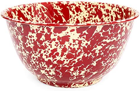 Crow Canyon Home Enamelware Salat Bowl, 4 četvrt, crveno / bijelo prskanje