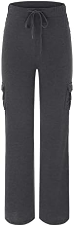 Vickyleb Yoga hlače Petite žene elastične strugove casual teretnih hlača Joggers Yoga hlače džepove široke