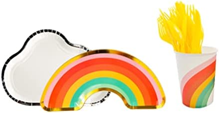 Aboofan set Papir ploča PCS Party Sets Rainbow Ploče za papir Kašika za kašiku za kašiku za djecu Dječji