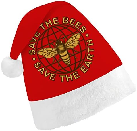 Sačuvajte Pčele Božić šešir Santa Claus kape kratki pliš sa bijelim manžetama za muškarce žene Božić dekoracije