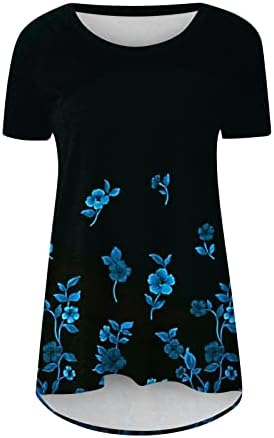 Ženska cvjetna print opuštena-fit lagana bluza CrewNeck kratki rukav majica Summer Plus veličine Tunički