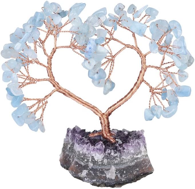 Sumgiftforall ručno rađena kristalno srce života na ametistu klasterskih baza novca Kamena stabla za vjenčanje