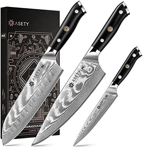 ASSETY 3 kom Chef nož Set & ASSETY 3 kom Damask Nož Set sa Poklon kutija