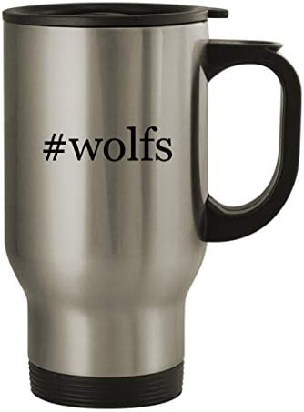 Knick Klack Pokloni #Wolfs - 14oz putna krigla od nehrđajućeg čelika, srebrna