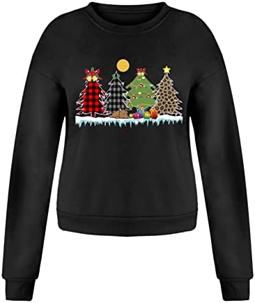 Fmchico Božićni džemperi za žene prevelika dukserija Sretan božićni print Crewneck Pulover majice s dugim