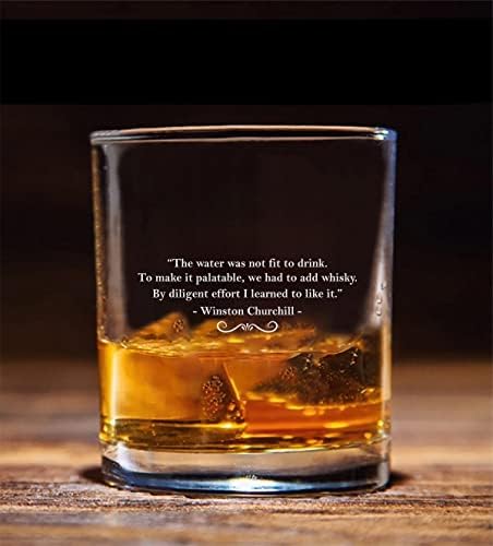 QptadeSignGift Winston Churchill Citat Whiskey Glass - Whiskey Glass Etched - Whiskey Citati - Smiješni