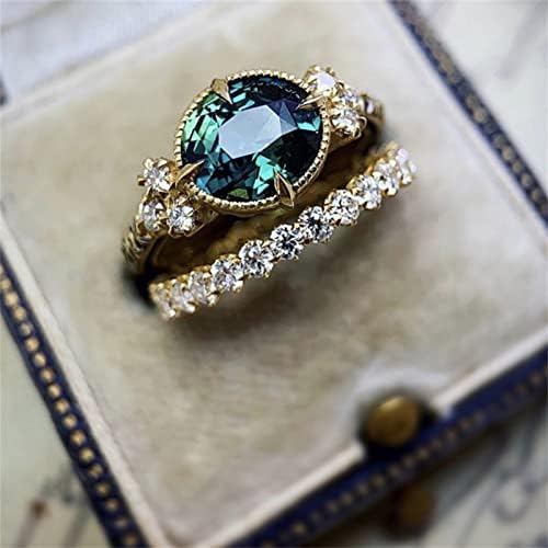 2023 Novi svijetli zaručeni zeleni nakit Cirkon prsten prsten modni nakit kameni Okrugli za žene prstenovi