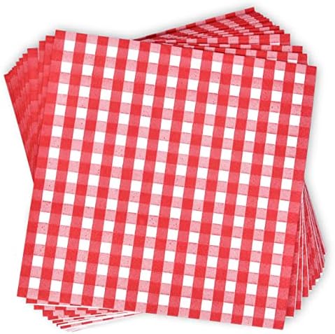 100 crvenih i bijelih gingham koktel salveta za jednokratnu upotrebu papira karirani napitak za ljetni piknik