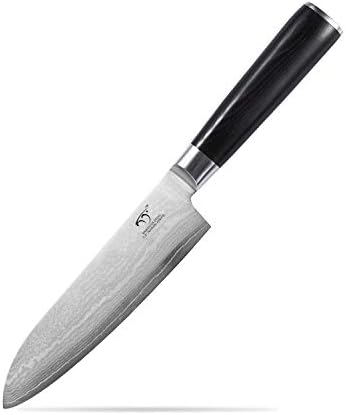 Damask santoku nož 7 inča, profesionalni kuhinjski nož kovan sa japanskim VG10 Super Steel 67 sloj Damask,