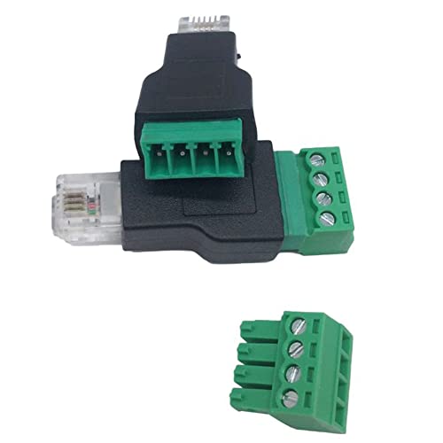Jienk 2pcs RJ11 muški do 4 pins vijak Terminal blok adapter za CAT3 Telefon kabel za mobilne telefone Extender,