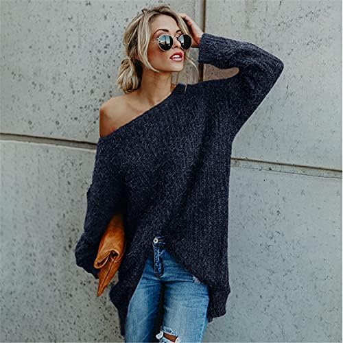 Andongnywell Ženska solidna boja dugim rukavima džemper sa pulover na rame