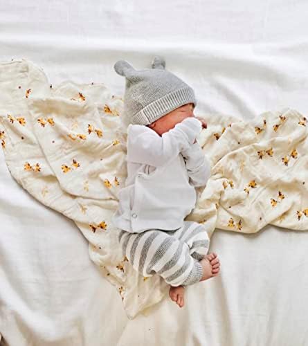 Velike muslinske vreve sa poklon kutijom | Unisex bambus primam deke | Prekrasan poklon za bebe | Mekša