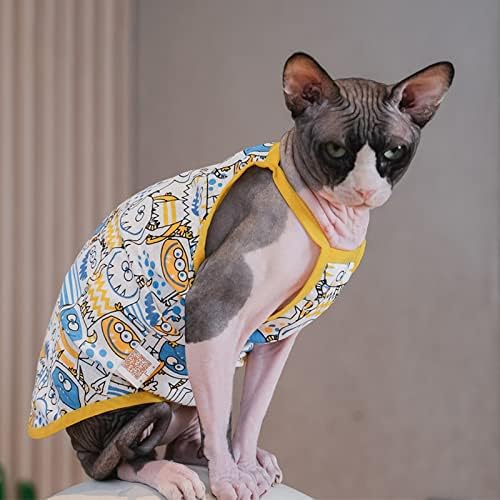 Sphynx Cat Ljetna odjeća Slatka lubenica Plairana monstrumes uzorak pamučni prsluk za prozračivanje mačjih