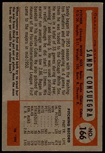 1954 Bowman 166 Sandy Consuregra Chicago Bijeli Sox VG / Ex + White Sox