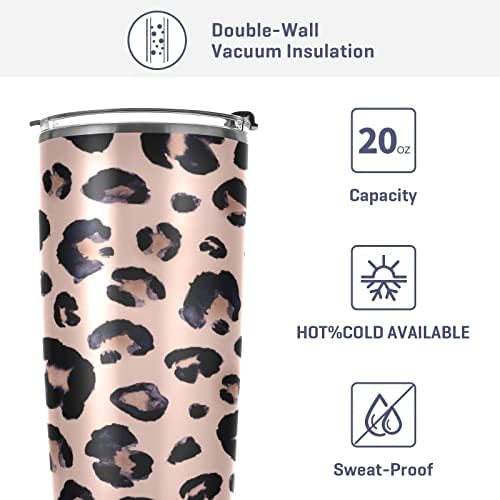 Leopard Print Cheetah ružičasti izolirani šalica sa slamom vakuum vakuum za nehrđajuću čeličnu bocu za nehrđajuću