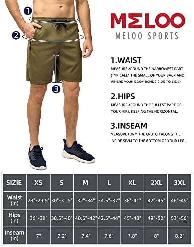 Meloo muške trke za planinarenje - Brzo suhi atletski kratke hlače 7 Lagani sportovi teretni džepovi tenisa