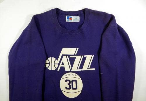 1990s Utah Jazz 30 Igra Izdana ljubičasta zagrijavanje Dukserija i hlače XL DP41031 - NBA igra koja se