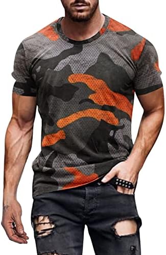 XXBR vojničke majice kratkih rukava za muške, ljeto CAMO Crewneck majica Atletic mišićna vježba maskirnog