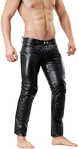 Bockle® 5 gay-zip gesteppt traperice kožne hlače pantalone puni zip
