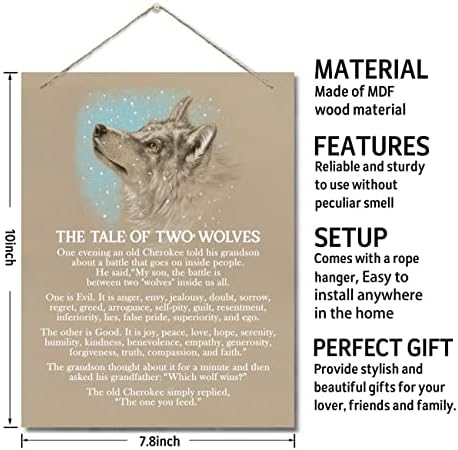 Priča o dva vuka Inspirational citat, viseći tiskani zidni znakovi drveta, dnevni boravak Spavaća soba Kućni
