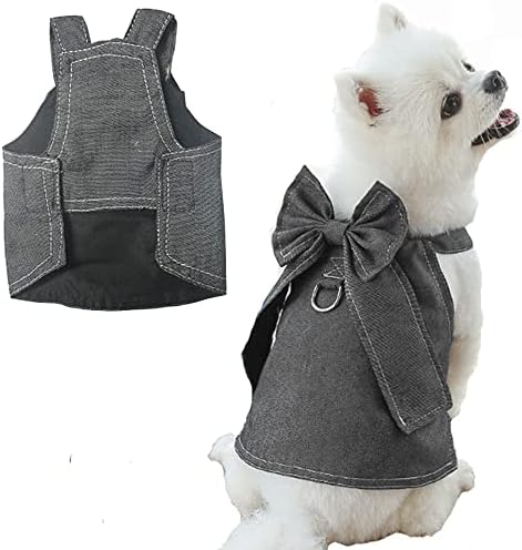 Majica prsluka Aniac PET sa d-ring majicama od puppena traper s bowknot suknjem bez rukava doggy dukserica za mačke i male srednjeg psa