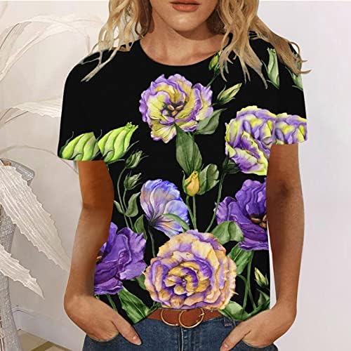 Ljetni vrhovi za žene 2023. kratki rukav dressy casual ljetni grafički cvjetni tiskani Trendi tunike bluza