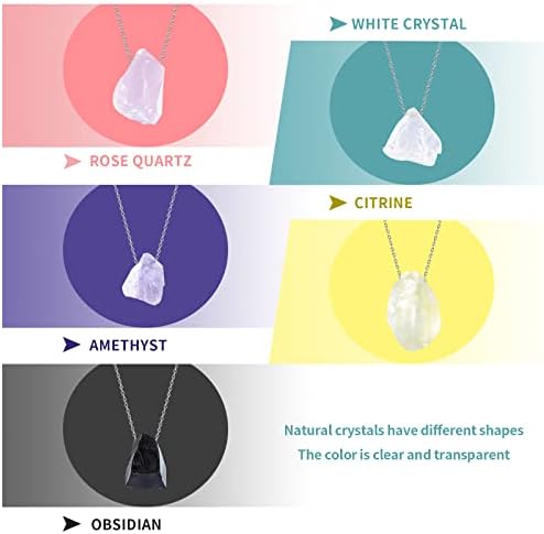 Lucelično liječenje ogrlice kristalne privjeske za žene muškarci Energetski kristalni dragi prirodni reiki duhovni ametist kvarcni obsidijski nakit (18 inčni srebrni lanac)