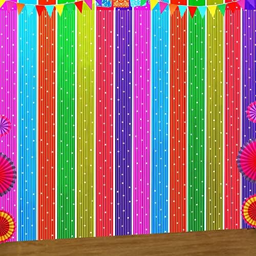 Šarene pozadina, Fiesta Back Drop Streamers Rainbow Party Dekoracije folija Fringe zavjese Photo Booth rekvizite