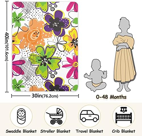 Swaddle pokrivač Šareno cvijeće Pamučna pokrivačica za dojenčad, primanje pokrivača, lagana mekana prekrivačica