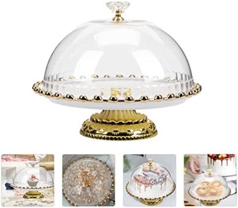 Yardwe 1 Set keramički stalak za torte s kupolom okrugli poslužavnik za posluživanje desertna ploča Server