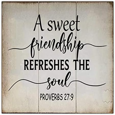 Aihesui Rustic Wood znak Moderna zidna zida Viseće biblijske stihove Slatko prijateljstvo osvježava dušu