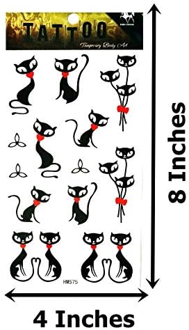 NipitShop 1 list crna mačka Halloween Ghost Cat Fashion Women Body vrat ruku Privremene tetovaže za žene