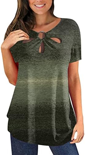 Miashui Womens T majice za ljetne žene Ljeto Ležerne prilike u šuplji okrugli vrat Majica s dugim rukavima