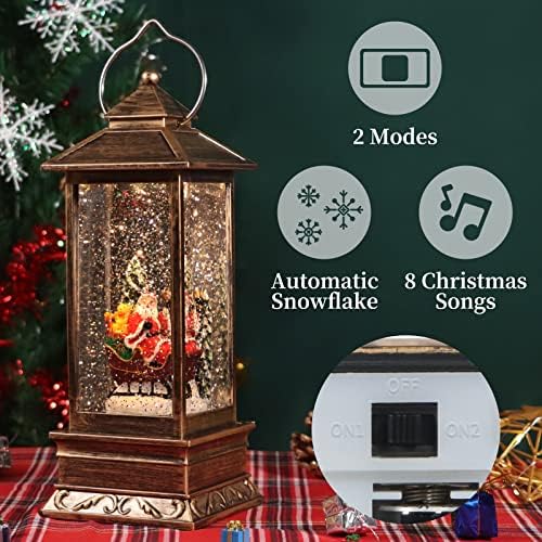 Kelivol Christen Sning Globe Lantern, Santa Claus Božićna fenjer sa 8 glazbe i svjetla, snjegović, baterija