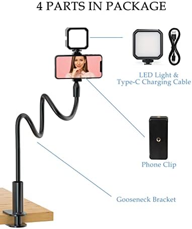 Telefon za snimanje, 31 inčni Gooseneck nadzemne montiranje sa LED lampicom za stol, okretanje od 360 °