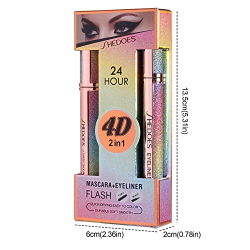 Mascara & amp; eye Pencil Value set-4d Silk Fiber maskara & amp; crni Eyeliner, Smudge-proof vodootporna