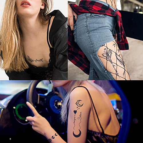 Viwieu polutrajne tetovaže privremene dugotrajne tamnoplave tetovaže tintom za odrasle žene djevojke, realističan