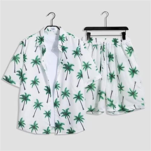 Muška ljetna odjeća 2 komada casual gumba niz havajska majica kratkih rukava i hlače odijelo za putovanja