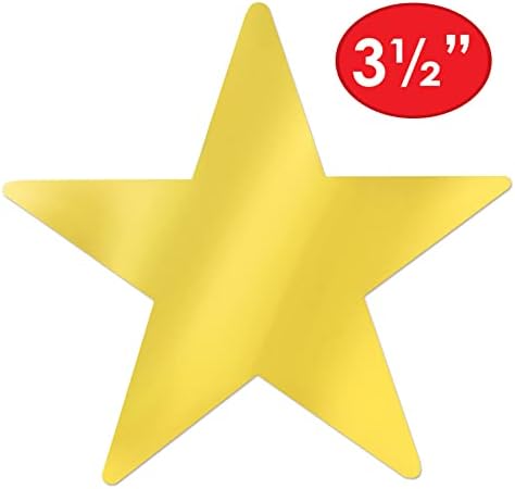 Beistle S57027-GDAZ6 METALNIČKI STAR CUTOUTS, 72 komad, 3,5 , zlato