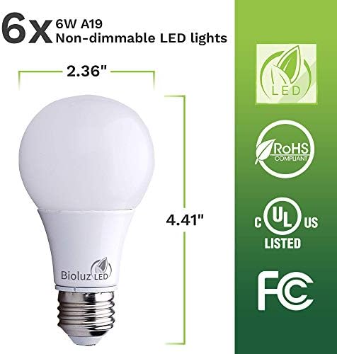 Bioluz LED 40 Watt LED Sijalice 4000K Cool White 6 Watts = 40W ne-Zatamnjive A19 LED sijalice 6 paket